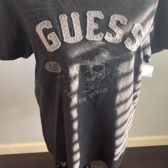 GUESS logo skeleton skull casual tees T-shirt cotton stretch Size L - Picture 3 of 7